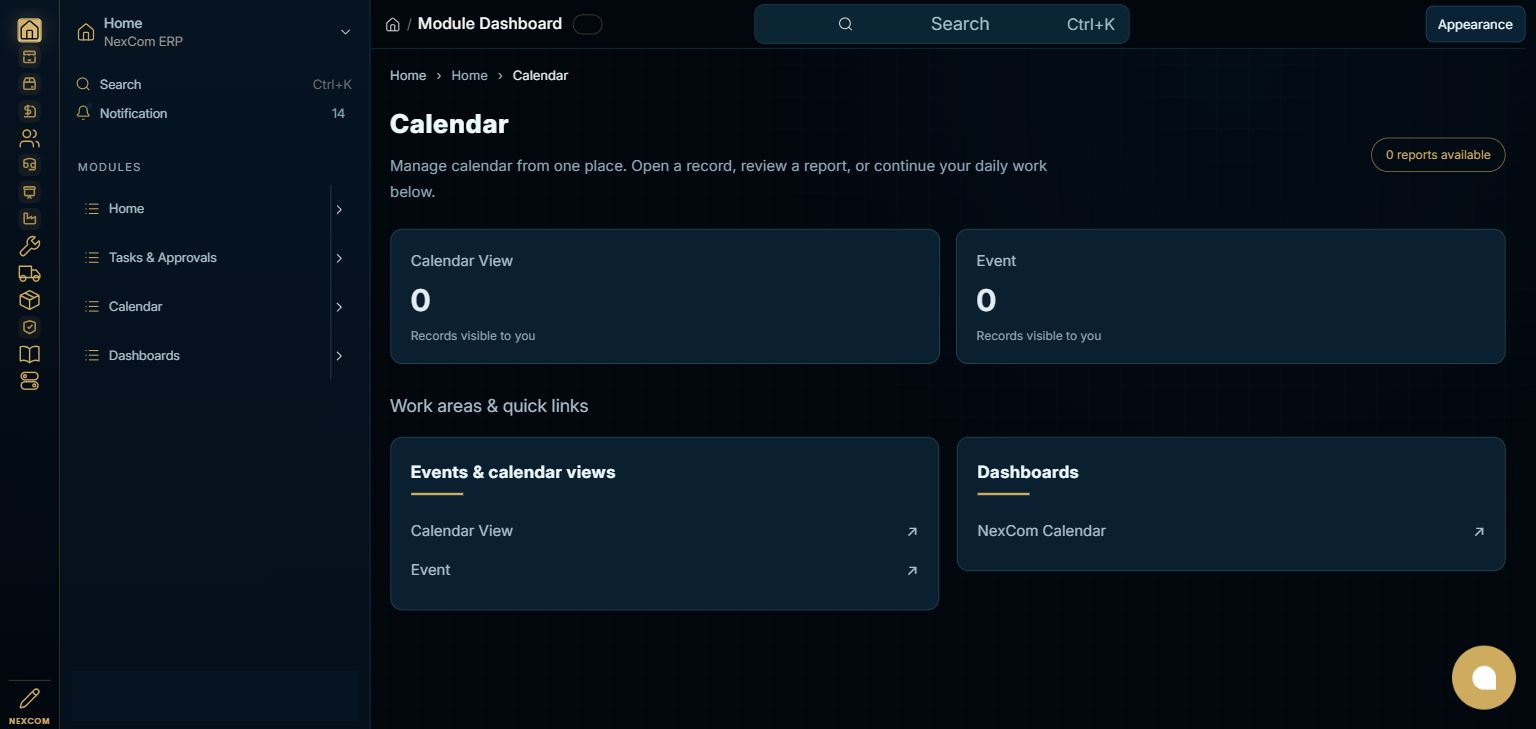 Home — Calendar full staging dashboard