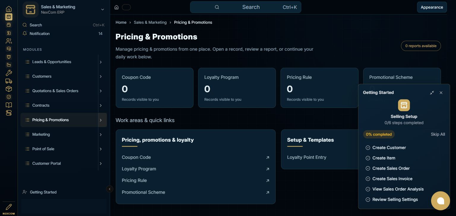 Sales & Marketing — Pricing & Promotions full staging dashboard