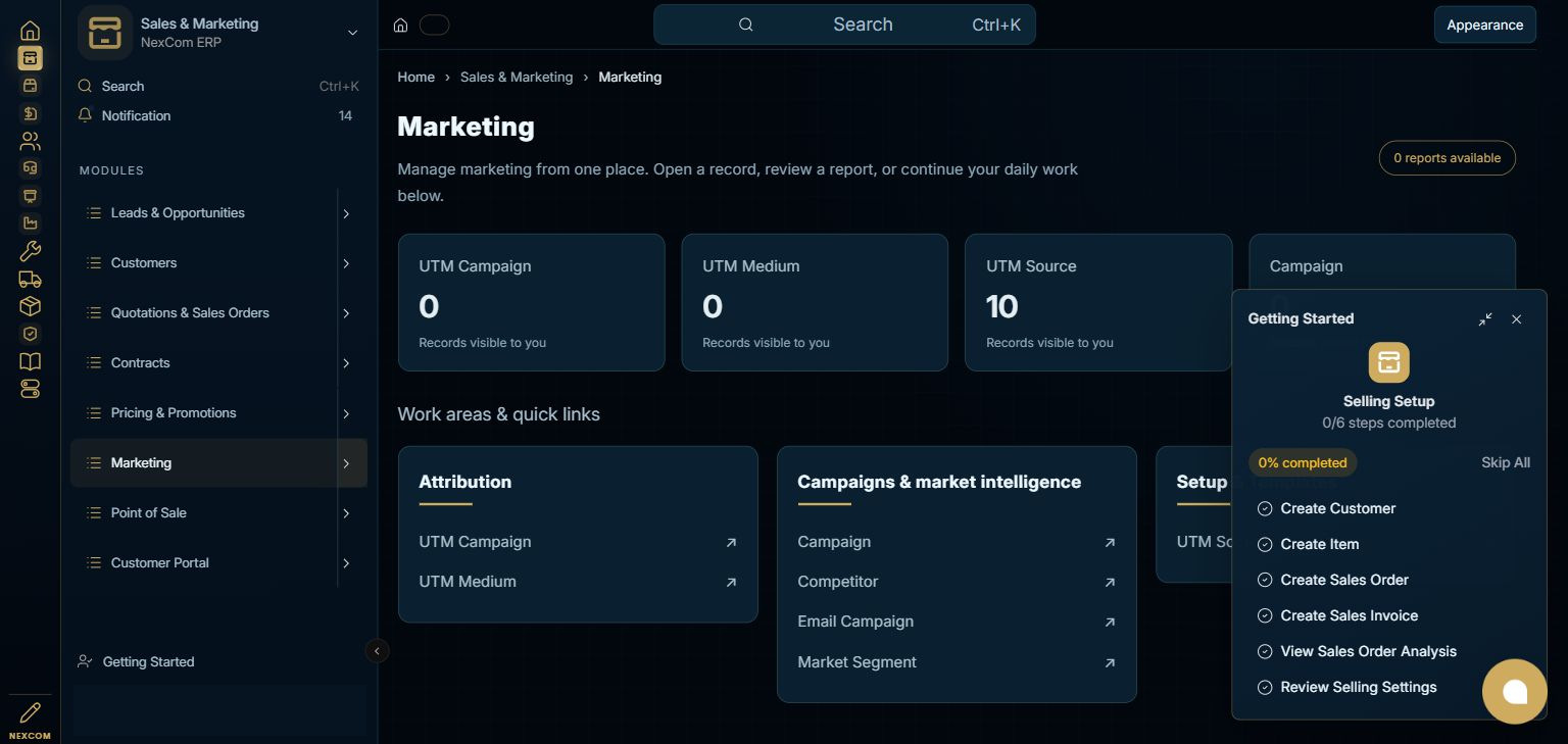 Sales & Marketing — Marketing full staging dashboard
