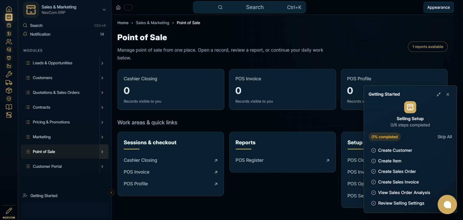 Sales & Marketing — Point of Sale full staging dashboard