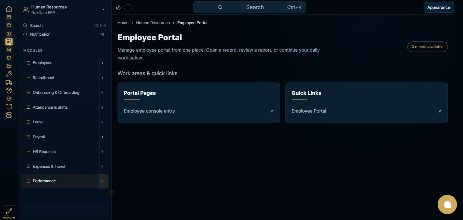 Human Resources — Employee Portal full staging dashboard