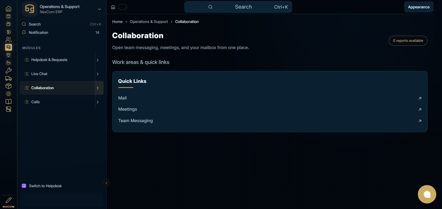 Operations & Support — Collaboration full staging dashboard