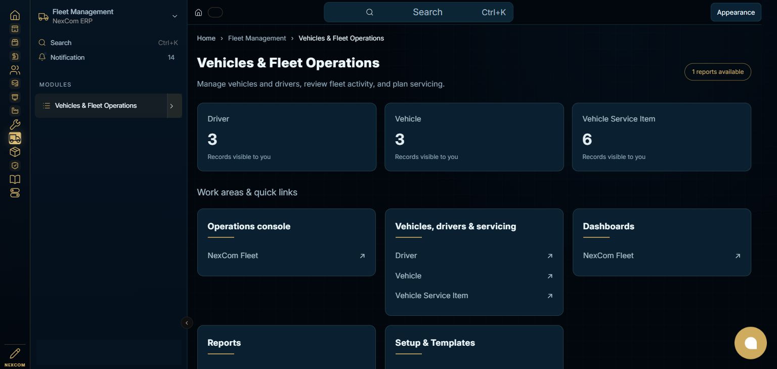 Fleet Management — Vehicles & Fleet Operations full staging dashboard