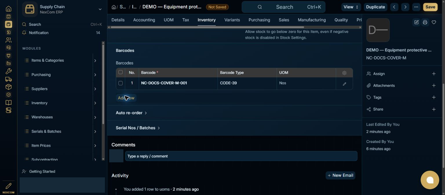 Enter the item barcode — redacted NexCom tutorial image