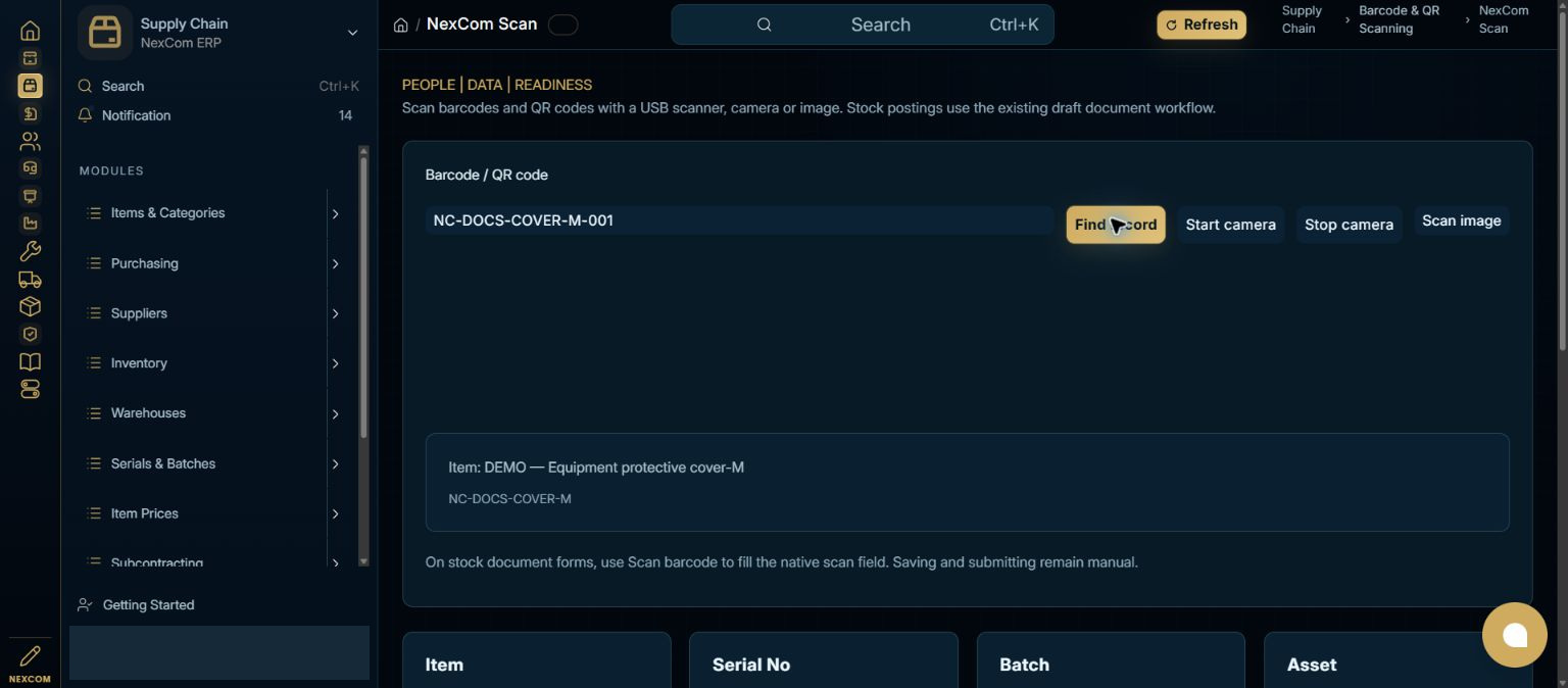 Verify the scanner match — redacted NexCom tutorial image