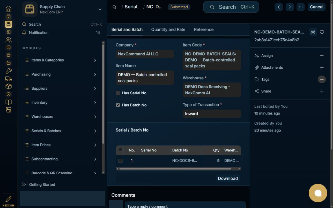 Inspect the generated bundle — redacted NexCom tutorial image
