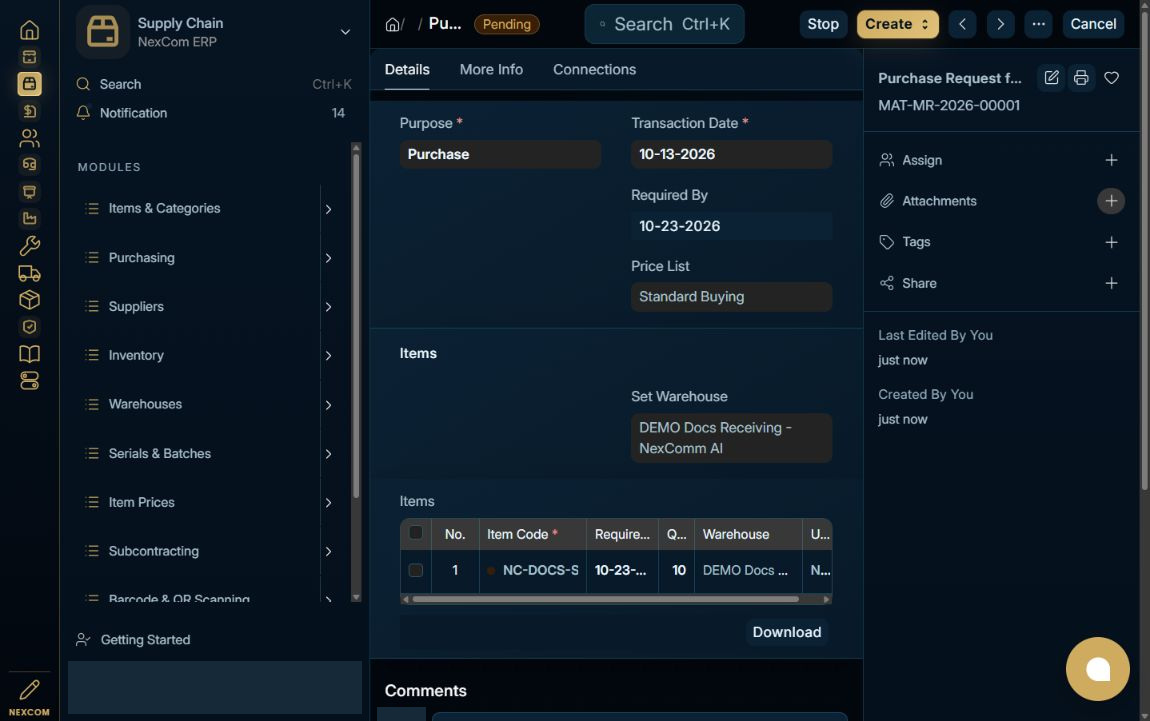 Understand Pending status — redacted NexCom tutorial image