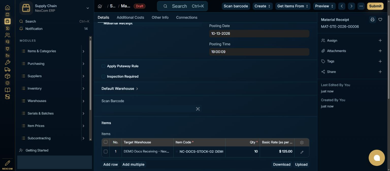 Save the draft — redacted NexCom tutorial image