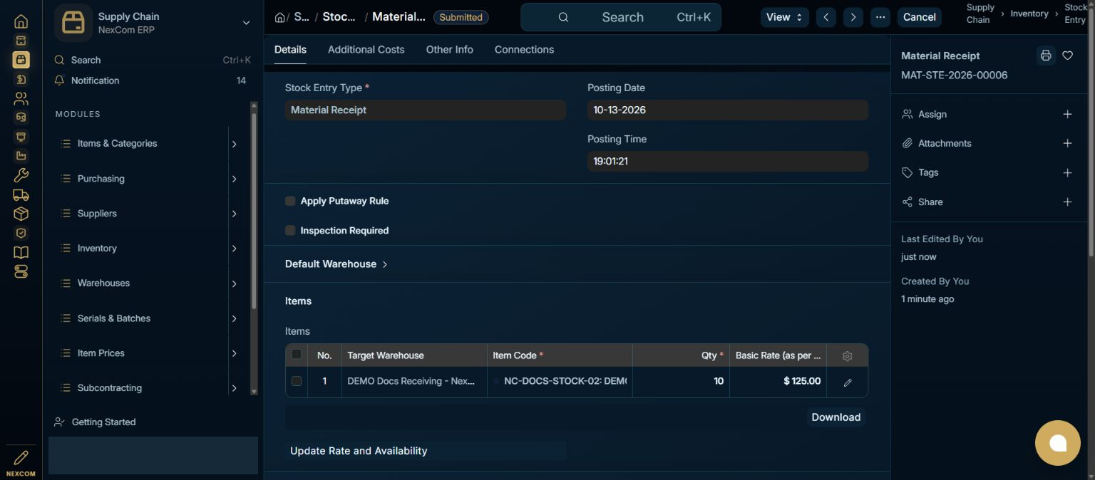 Check submitted status — redacted NexCom tutorial image
