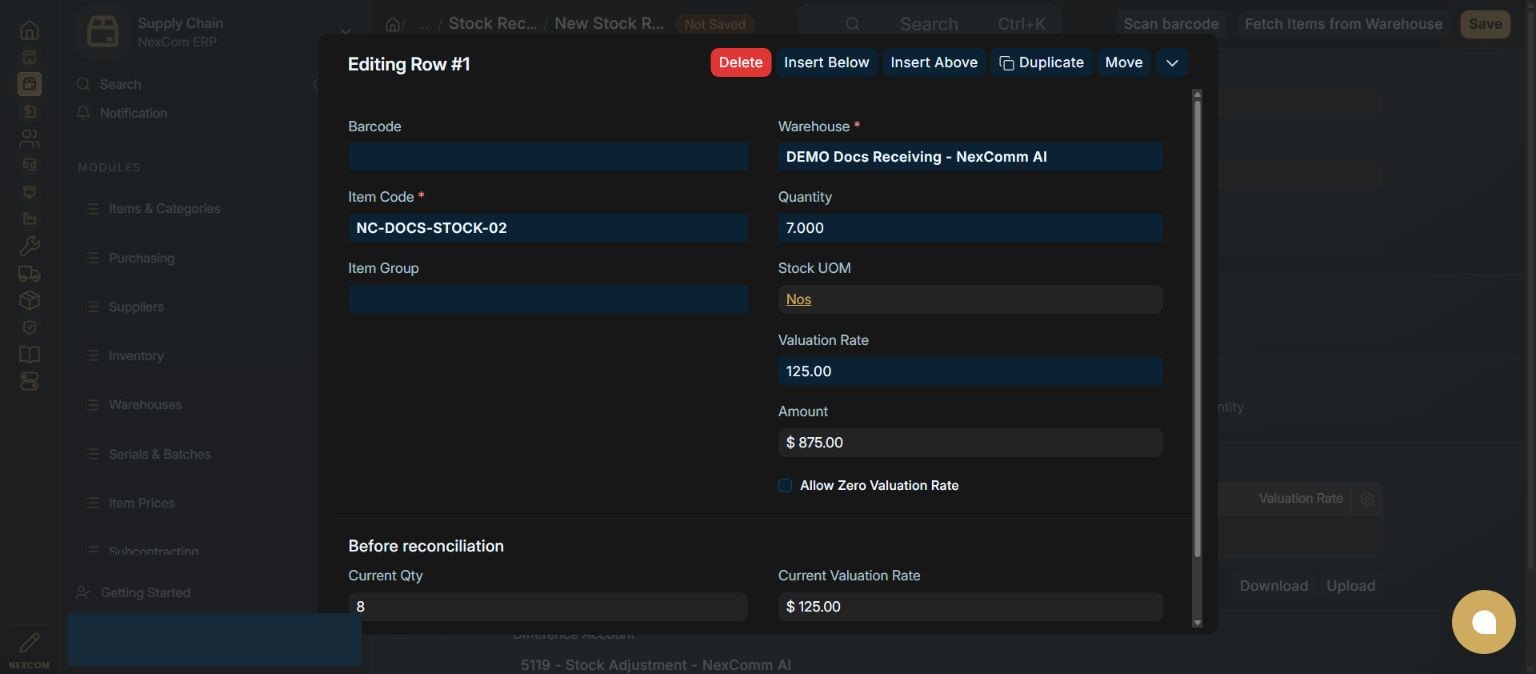 Enter the counted balance — redacted NexCom tutorial image