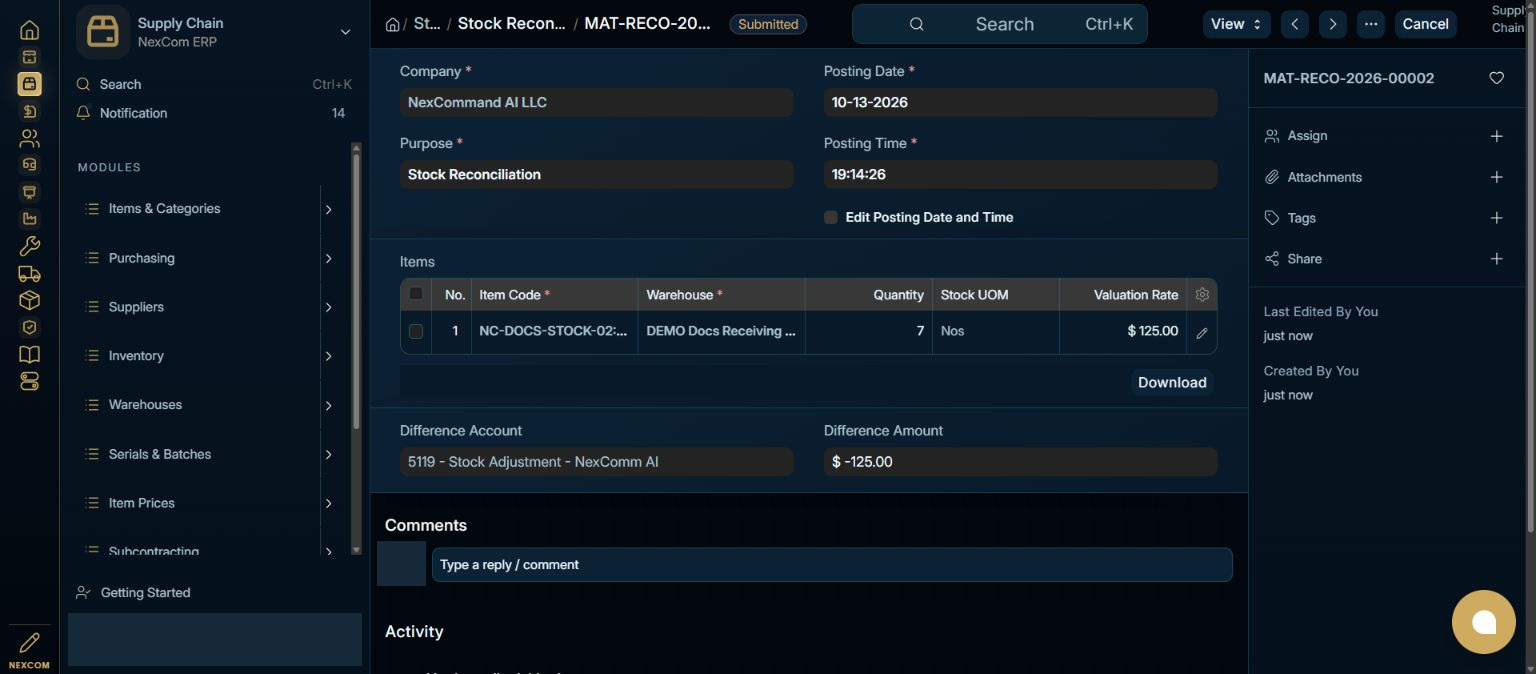 Verify Submitted — redacted NexCom tutorial image