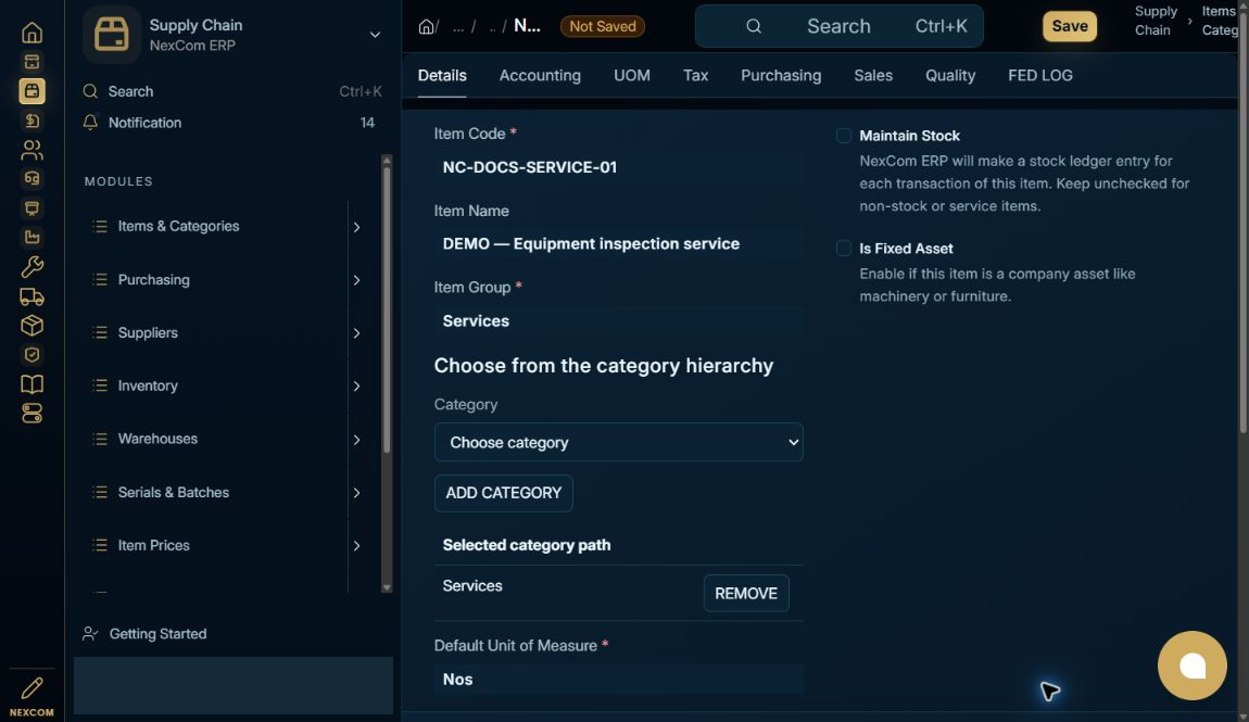 Review the full form — redacted NexCom tutorial image
