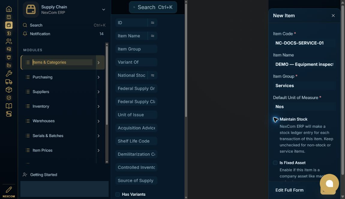 Set identity and stock behavior — redacted NexCom tutorial image