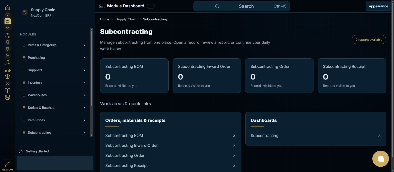 Open subcontracting — redacted NexCom tutorial image