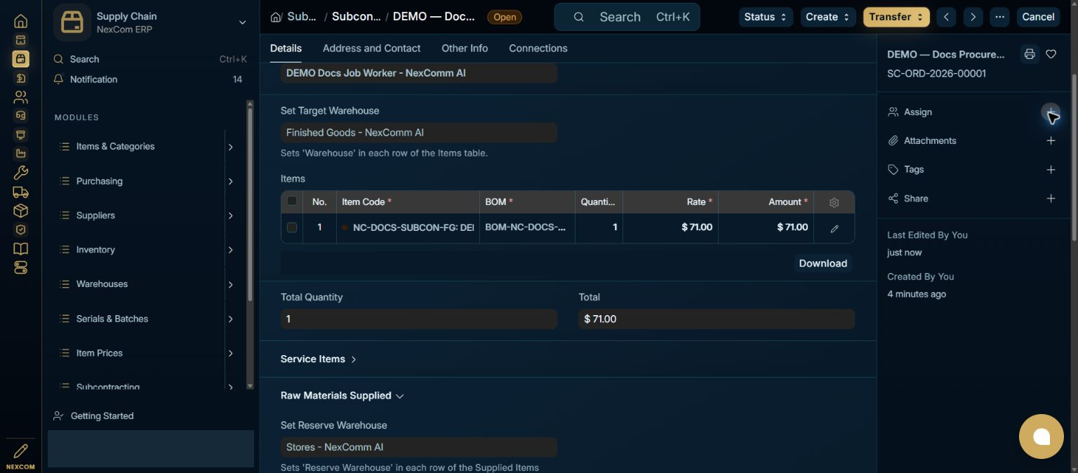 Save and submit — redacted NexCom tutorial image