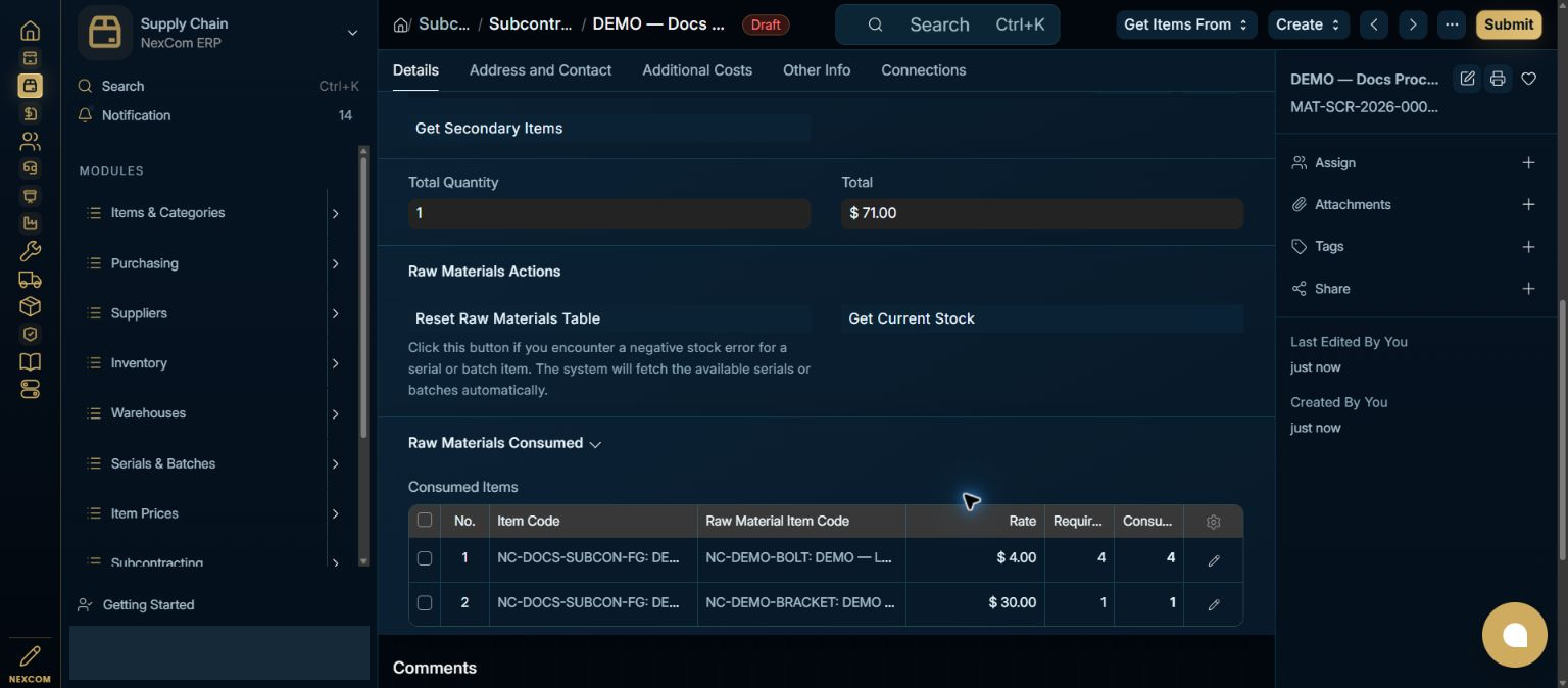 Save and review consumption — redacted NexCom tutorial image