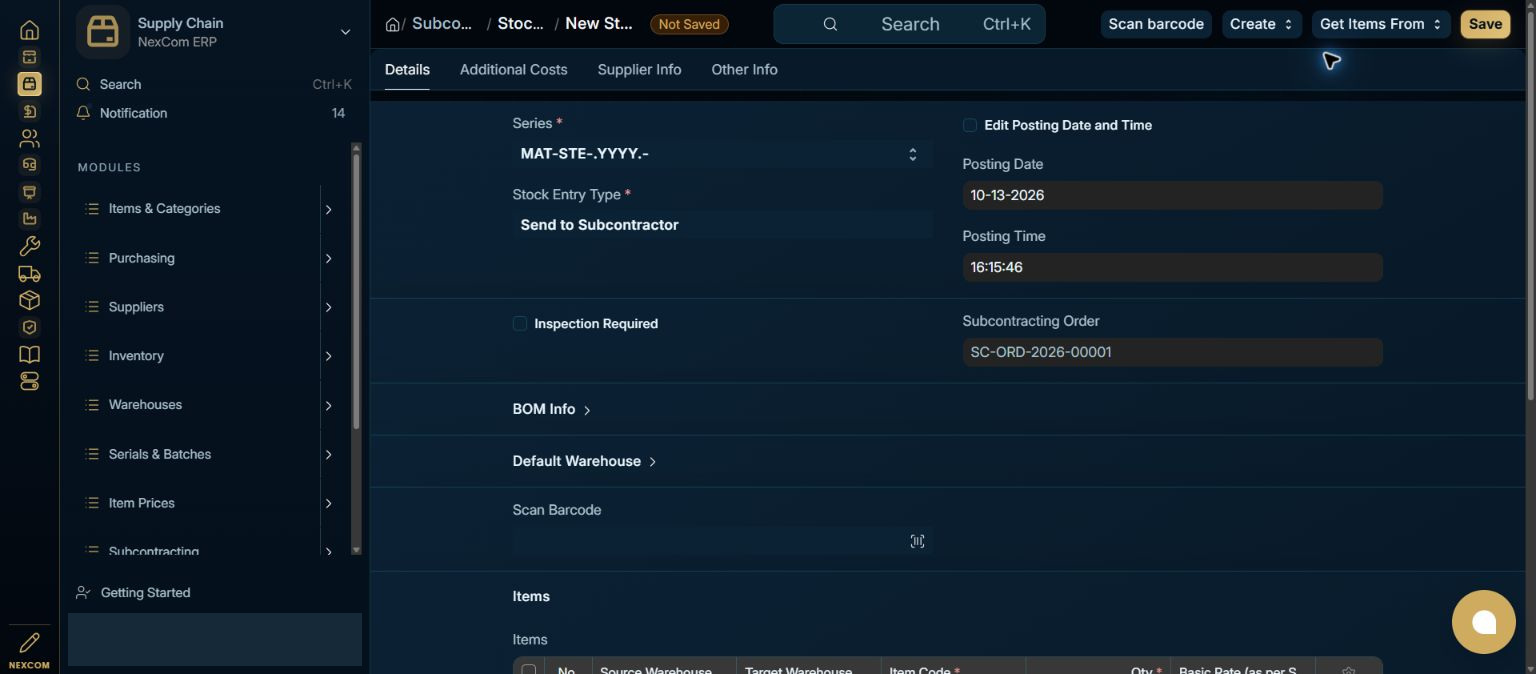 Check the linked order — redacted NexCom tutorial image