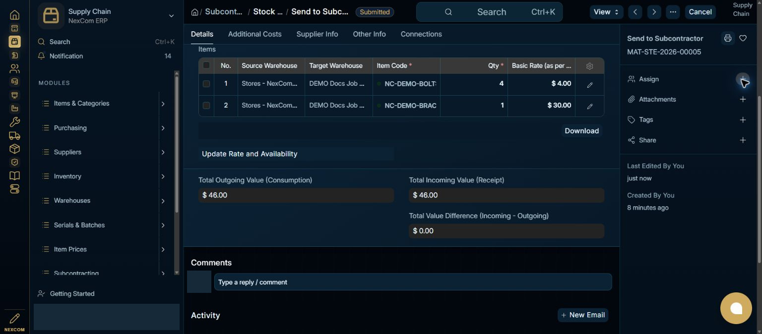 Submit and verify — redacted NexCom tutorial image