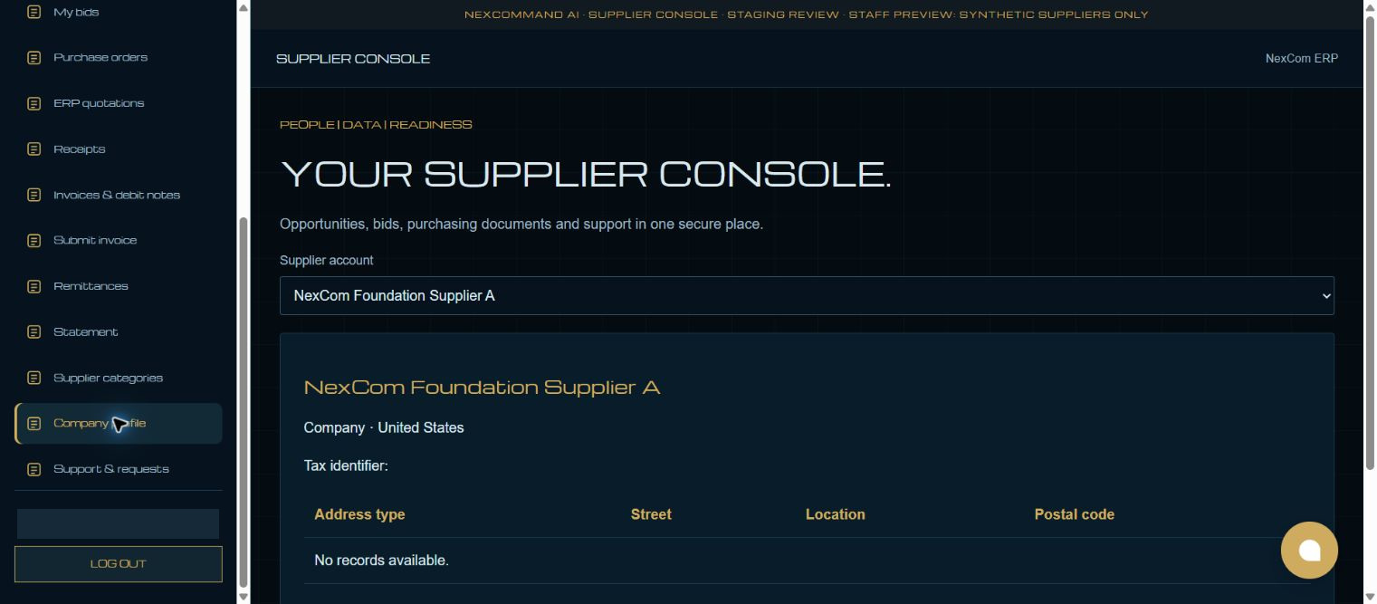 Route profile and bank corrections appropriately — redacted NexCom tutorial image