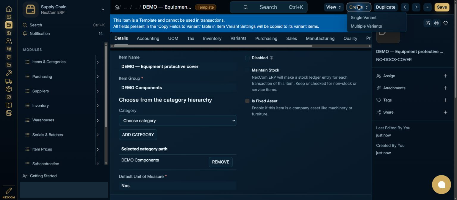 Start a single variant — redacted NexCom tutorial image